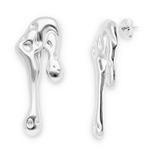 Stainless Steel - Rostfrei Stahl Ohrringe / Ohrstecker Drops Silver