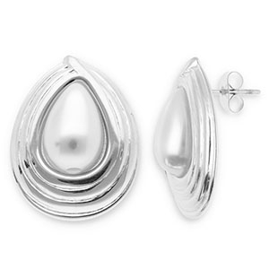 Stainless Steel - Rostfrei Stahl Ohrringe / Ohrstecker Drop Silver-white