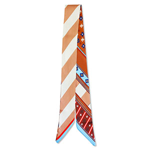Bandana Schal with Diagonal Lines Brown-light blue-red