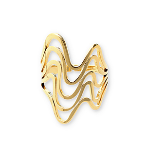 Stainless Steel - Rostfrei Stahl Ringe Waves Gold
