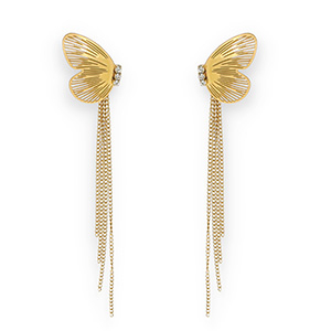 Stainless Steel - Rostfrei Stahl Ohrringe / Ohrstecker Butterfly Gold