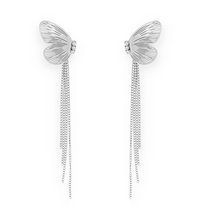 Stainless Steel - Rostfrei Stahl Ohrringe / Ohrstecker Butterfly Silver