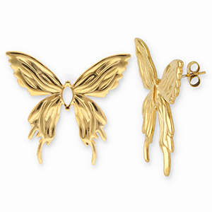 Stainless Steel - Rostfrei Stahl Ohrringe / Ohrstecker Butterfly Gold
