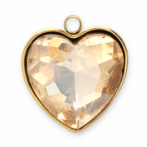 Anh&auml;nger aus Stainless Steel - Rostfreiem Stahl Facet Heart Gold-champagne