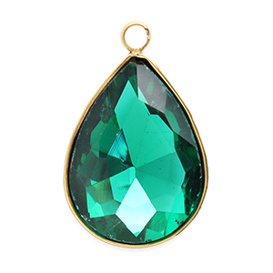 Anh&auml;nger aus Stainless Steel - Rostfreiem Stahl Facet Drop Gold-dark green