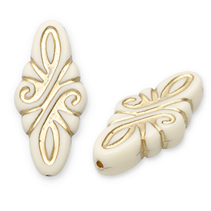 Perlen aus Acryl Rhombus Arabesque Off white-gold