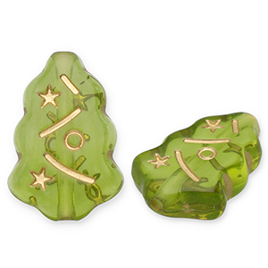 Perlen aus Acryl Christmas Tree Olive green-gold