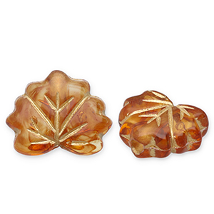 Perlen aus Acryl Leaf Cognac brown-gold