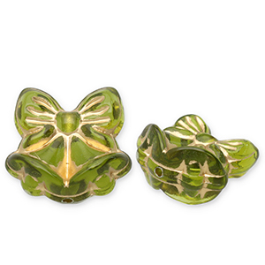 Perlen aus Acryl Bow with Christmas Bells Olive green-gold