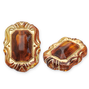 Perlen aus Acryl Rectangle Cognac brown-gold