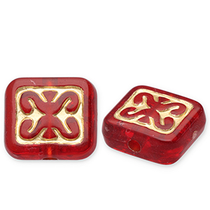 Perlen aus Acryl Rectangle Red-gold