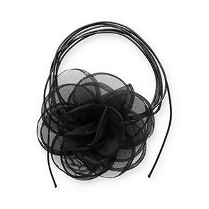 Organza Blumen Halskette Black
