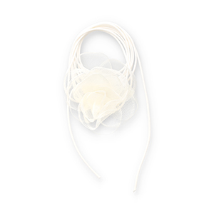 Organza Blumen Halskette Off white