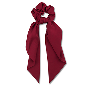 Stoff Haargummi-Scrunchie mit langem Band Dark red