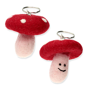 Schl&uuml;sselanh&auml;nger Filz Mushroom Red-light pink