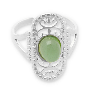 Stainless Steel - Rostfrei Stahl Ringe mit Naturstein Silver-jade green