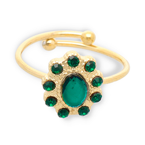 Stainless Steel - Rostfrei Stahl Ringe Gold-dark green