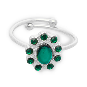Stainless Steel - Rostfrei Stahl Ringe Silver-dark green