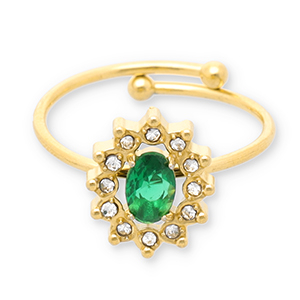 Stainless Steel - Rostfrei Stahl Ringe Gold-green