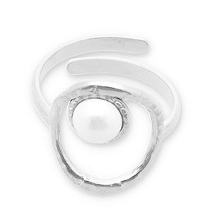 Stainless Steel - Rostfrei Stahl Ringe Pearls Silver-white