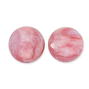 6 mm Perlen aus Acryl mit Glitzer Pink-turquoise