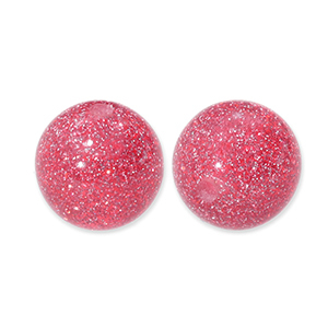 8 mm Perlen aus Acryl mit Glitzer Cherry pink-silver