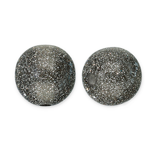 8 mm Perlen aus Acryl mit Glitzer Black-silver