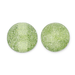 12 mm Perlen aus Acryl mit Glitzer Olive green-silver