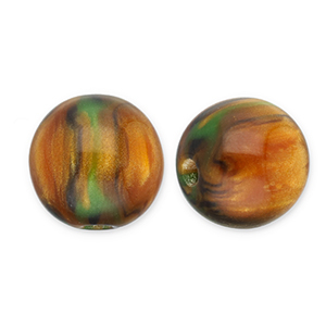 12 mm Perlen aus Acryl mit Glitzer Burnt orange-gold-green