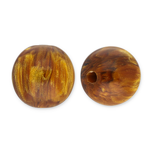 Perlen aus Resin mit Glitzer 14mm Topaz brown-gold