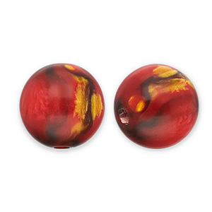 Perlen aus Resin mit Glitzer 14mm Red-gold