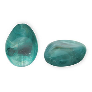 Perlen aus Acryl Drop Teal green-white