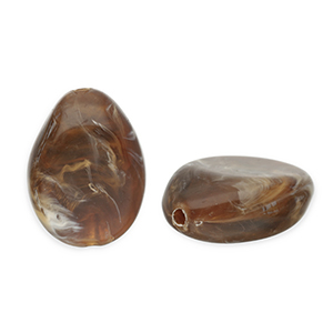 Perlen aus Acryl Drop Dark brown-white