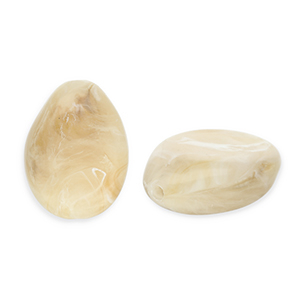 Perlen aus Acryl Drop Beige brown-white