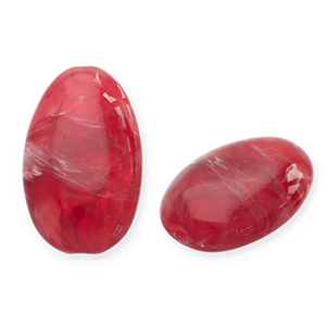 Perlen aus Acryl Oblong Oval Red-white
