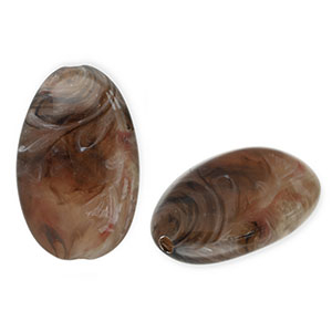 Perlen aus Acryl Oblong Oval Brown-white