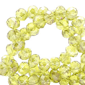 Facetten Top Glas Perlen 4x3mm Rondellen Sunburst yellow-pearl shine coating