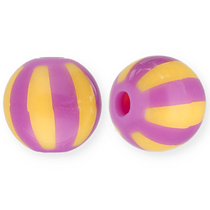 12 mm Perlen aus Acryl mit Streifen Purple-light orange