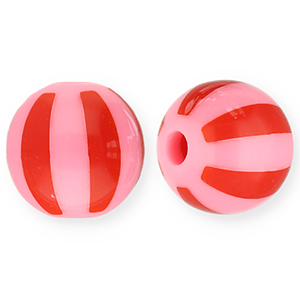12 mm Perlen aus Acryl mit Streifen Pink-red