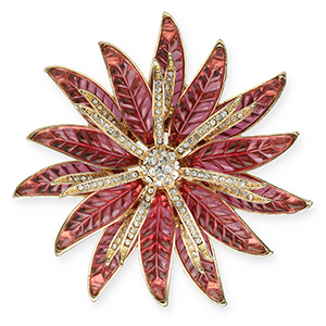 Statement Broschen mit &Ouml;se Flower Gold-pink-transparent
