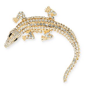 Statement Broschen Alligator Gold-transparent-black