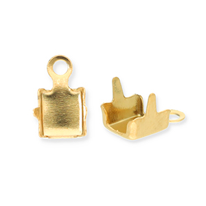 Zubeh&ouml;r aus Stainless Steel - Rostfreiem Stahl Endkappen f&uuml;r Strass Kette 4mm Gold