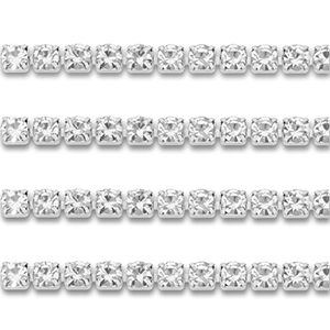 Stainless Steel - Rostfrei Stahl Strass Kette 3mm Silver-crystal