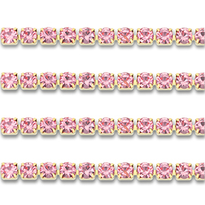 Stainless Steel - Rostfrei Stahl Strass Kette 2mm Gold-pink
