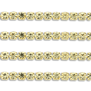 Stainless Steel - Rostfrei Stahl Strass Kette 2mm Gold-champagne