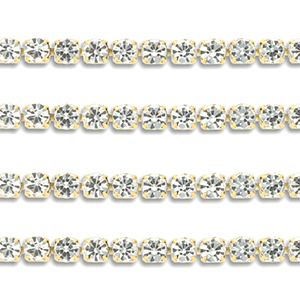 Stainless Steel - Rostfrei Stahl Strass Kette 2mm Gold-crystal