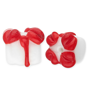 Glas Perlen Gift White-red