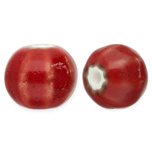 Keramik Perlen mit Streifen 12mm Dark red