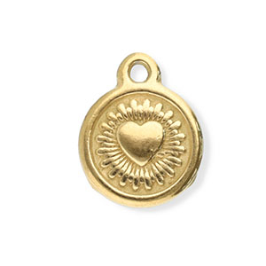 Anh&auml;nger aus Stainless Steel - Rostfreiem Stahl Round with Heart Gold