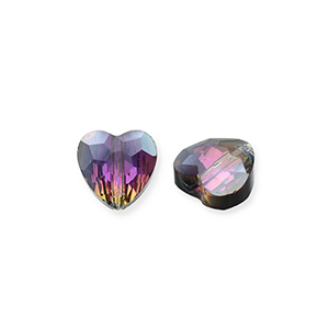 Facetten Perlen Fashion Heart Anthracite-AB coating